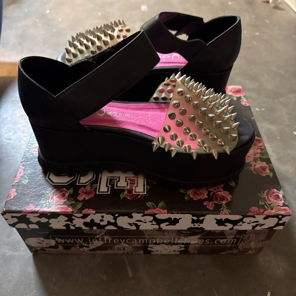 Jeffrey Campbell Black Studded Women's Shoes Platform Sandals